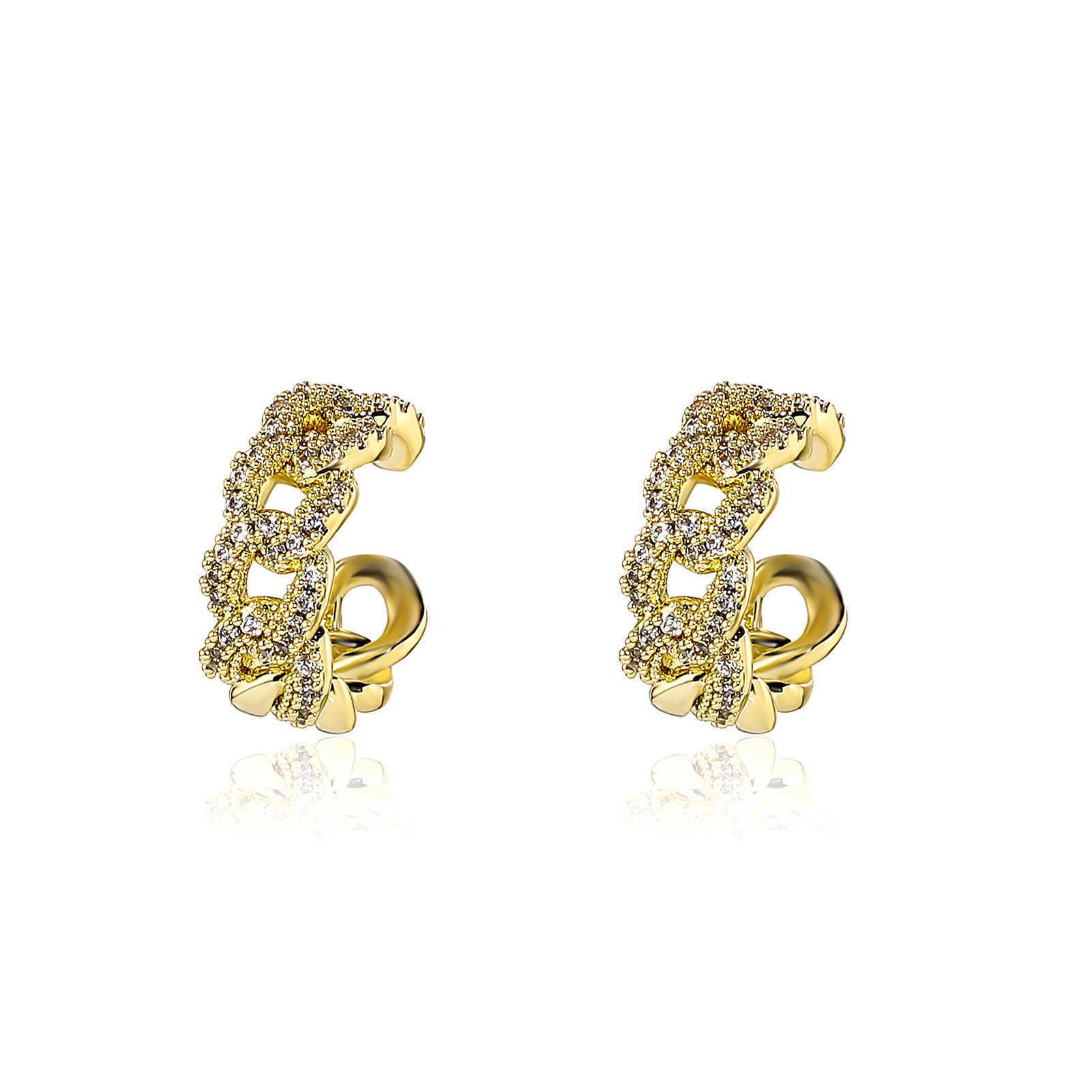 Full Zirconium Open Cuff Cuban Chain Ring Band Hip Hop Fashion Accessories For Men Women 14k Gold INS Personalized Hollow Out Iced Ut Cubic Zirconia R