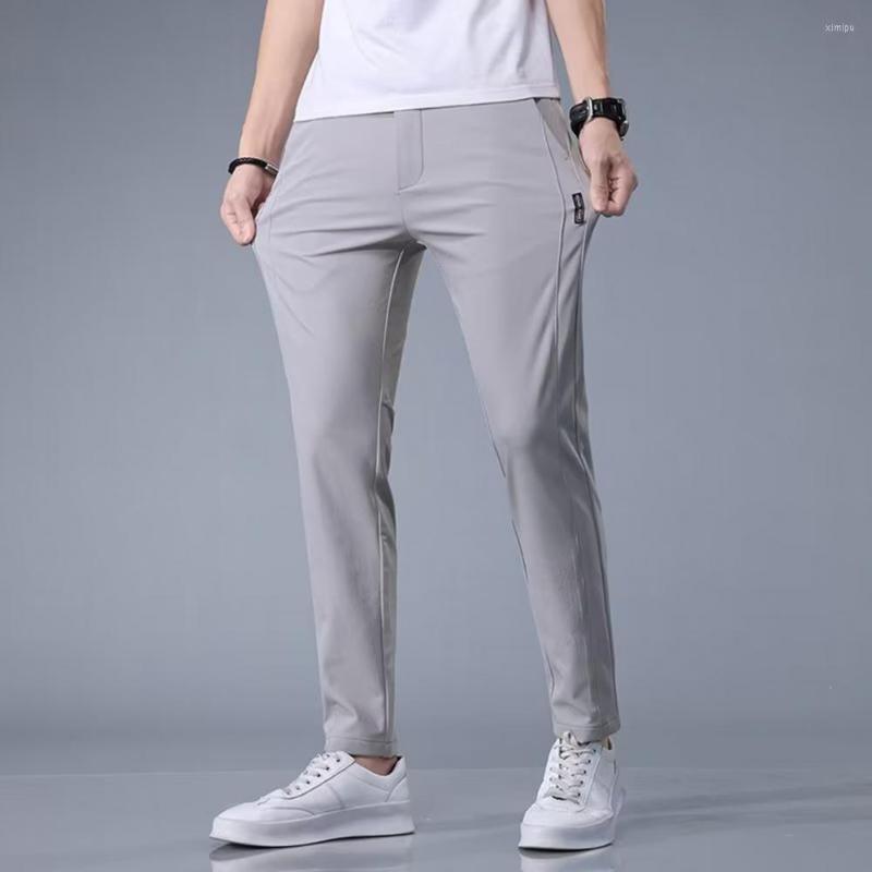 Men's Pants Trousers Chic Ice Silk Men Summer Thin Anti-wrinkle Garment, Black