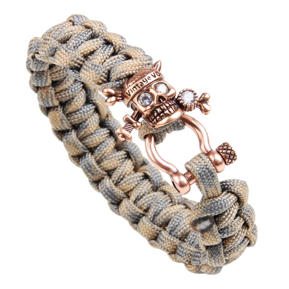 Steampunk Style Vintage Skull Charm Bracelet Handmade Paracord Bracelets Personality Jewelry