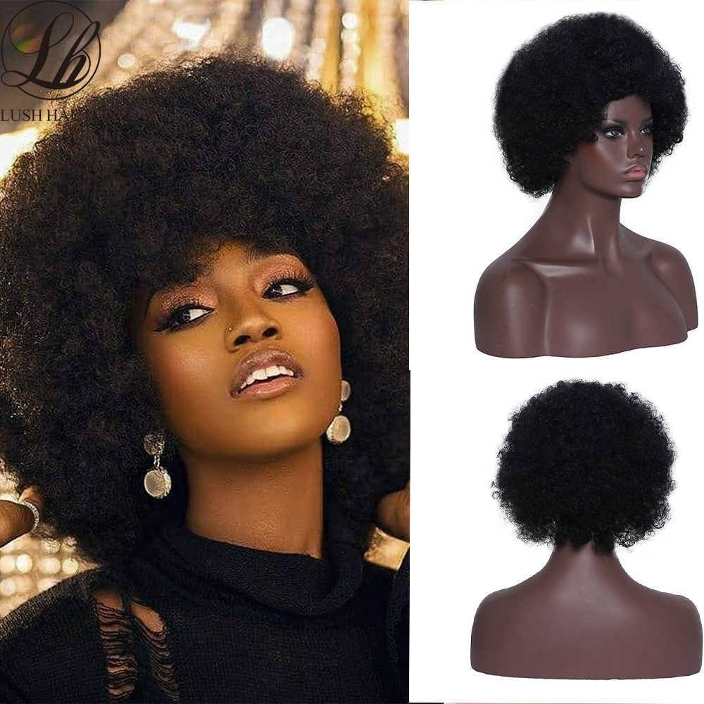 

Afro Kinky Curly Wig With Bangs Short Fluffy Hair Wigs For Black Women Synthetic Glueless Cosplay Natural Blonde Wigs 230524, Ombre color