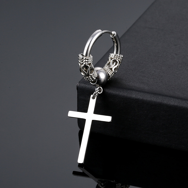 1 Pair Mens Silver Color Filigree Hoop Earrings with Cross Charm Anti Allergic Pierced Earrings Stainless Steel Ear Jewelry
1 Pair Mens Silver Color Filigree Hoop Earrings with Cross Charm Anti Allergic Pierced Earrings Stainless Steel Ear Jewelry