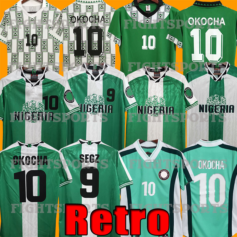 Nigeria Retro Soccer Jerseys 1994 1996 1998 season Home Away Okocha Kanu Finidi Nwogu Futbol Kit Vintage Football Shirts jersey YEKINI Classic tops, 1994 home green
Nigeria Retro Soccer Jerseys 1994 1996 1998 season Home Away Okocha Kanu Finidi Nwogu Futbol Kit Vintage Football Shirts jersey YEKINI Classic tops, 1994 home green