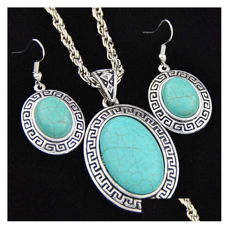 Earrings Necklace Womens Oval Beads Tibetan Sier Turquoise Set Gstqs030 Fashion Gift National Style Women Diy Jewelry Sets Drop Del Dhn81, As picture
Earrings Necklace Womens Oval Beads Tibetan Sier Turquoise Set Gstqs030 Fashion Gift National Style Women Diy Jewelry Sets Drop Del Dhn81, As picture