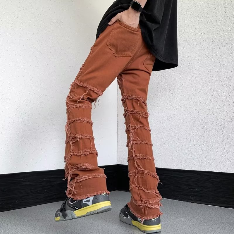 Men's Jeans Grunge Clothes Y2K Streetwear Stacked Slim Jeans Flared Pants Men Black Hip Hop Straight Women Long Trousers Pantalon Homme 230524