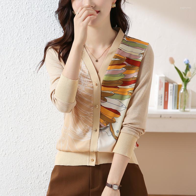 Women' Knits Fashion Knitted Cardigan Women' Coat Sweater Long Sleeve Bottoming Tops Women V Neck Printing Female Clothing 24550, Apricot
Women' Knits Fashion Knitted Cardigan Women' Coat Sweater Long Sleeve Bottoming Tops Women V Neck Printing Female Clothing 24550, Apricot