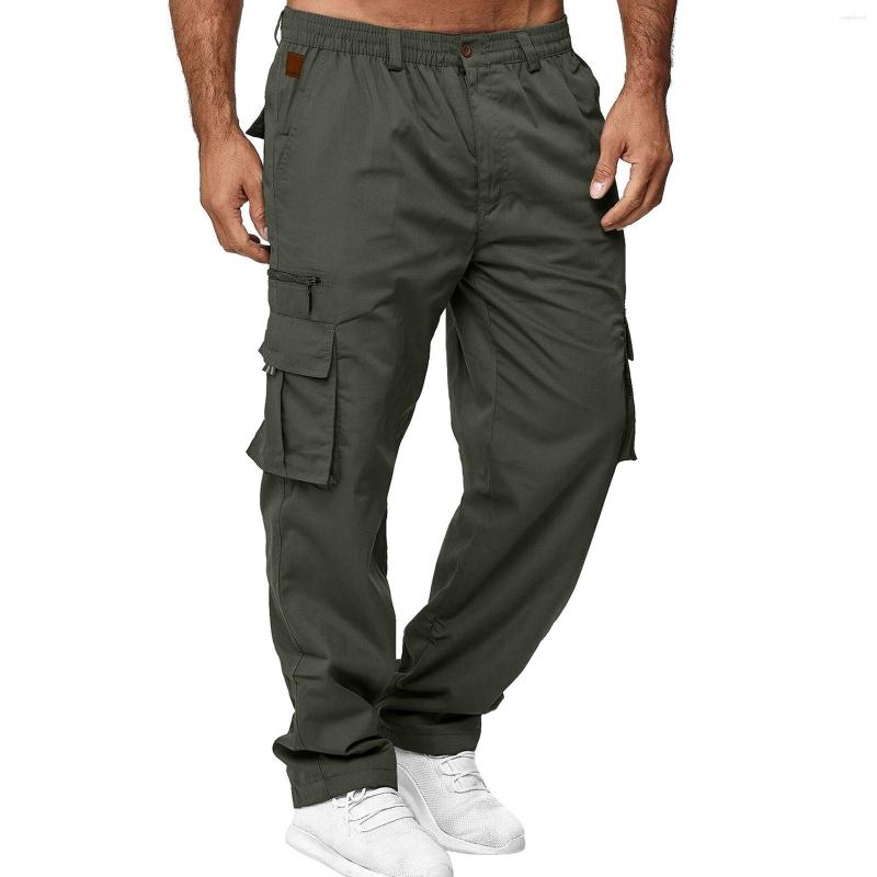 Men's Pants Men Casual Cargo Trousers Male Breathable Multi-pockets Straight Leg Fitness Pant Clothing Size S-4xl Plus, Black