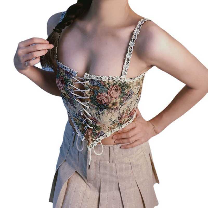 Women's French Court Style Bustier Vest - Lace-Up Corset Top, Slim Fit Suspender Harness, Vintage Gothic Lingerie, Wrap Chest Corset Dress