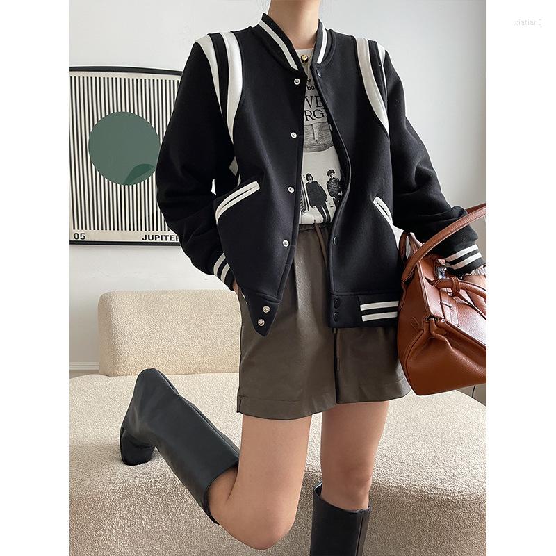 Women's Jackets Sinan American Style Sports Color Contrast Baseball Jacket With A Sense Of Niche Design SN2226 In Autumn And Winter, Black
Women's Jackets Sinan American Style Sports Color Contrast Baseball Jacket With A Sense Of Niche Design SN2226 In Autumn And Winter, Black