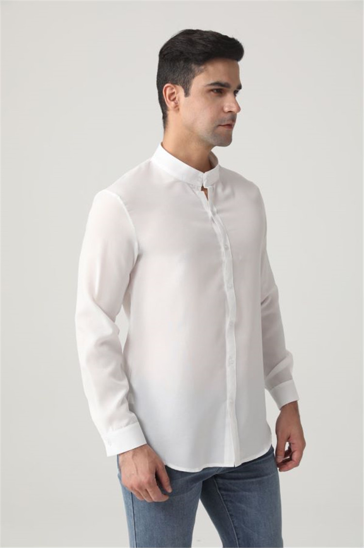 Men's Casual Shirts Camisas Linen Shirt Men Long Sleeves Blouse Loose Tops Spring Summer Handsome Leisure White Blue