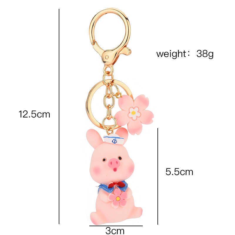 Key Rings Cute cherry blossom cartoon carrot flower toy pig female couple backpack pendant car charm keychain gift G230525