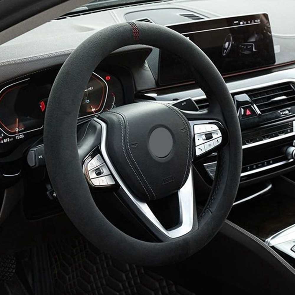 Steering Wheel Covers 38cm Suede Leather Car Steering Wheel Cover Wear-Resistant For BMW E90 F01 F06 F10 F15 F16 F20 F21 F25 F26 F30 F32 F82 M3 G20 X5