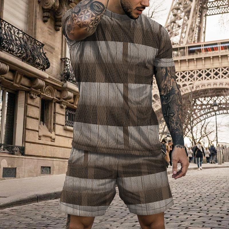Men's Tracksuits Summer 3D Printed Striped PatternMen's T-shirt Shorts Set Fashion Sportswear Tracksuit O Neck Short Sleeve Male, Ts8501
Men's Tracksuits Summer 3D Printed Striped PatternMen's T-shirt Shorts Set Fashion Sportswear Tracksuit O Neck Short Sleeve Male, Ts8501