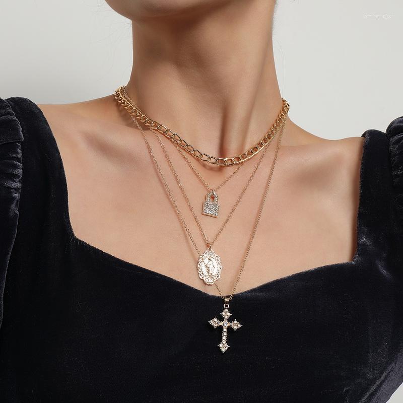 Pendant Necklaces Punk Multilayer Rhinestone Lock Jesus Cross Necklace Women Vintage Statement Geometric Clavicle Colar Jewelry
Pendant Necklaces Punk Multilayer Rhinestone Lock Jesus Cross Necklace Women Vintage Statement Geometric Clavicle Colar Jewelry