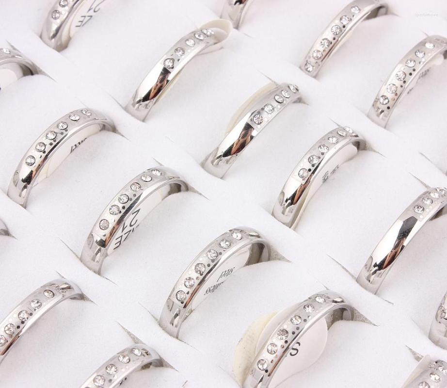 Wedding Rings Wholesale Bulk 30Pcs Exquisite Silver CZ Inlay Stainless Steel Finger Ring Band Eternity Party Valentine Gift Fashion Jewelry
Wedding Rings Wholesale Bulk 30Pcs Exquisite Silver CZ Inlay Stainless Steel Finger Ring Band Eternity Party Valentine Gift Fashion Jewelry