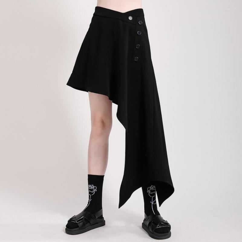Skirts 20230 Summer Half Skirt Girl's Irregular Design Sense Cross High Waist Buttons Personality Fashion Cut Women Dress, Black
Skirts 20230 Summer Half Skirt Girl's Irregular Design Sense Cross High Waist Buttons Personality Fashion Cut Women Dress, Black