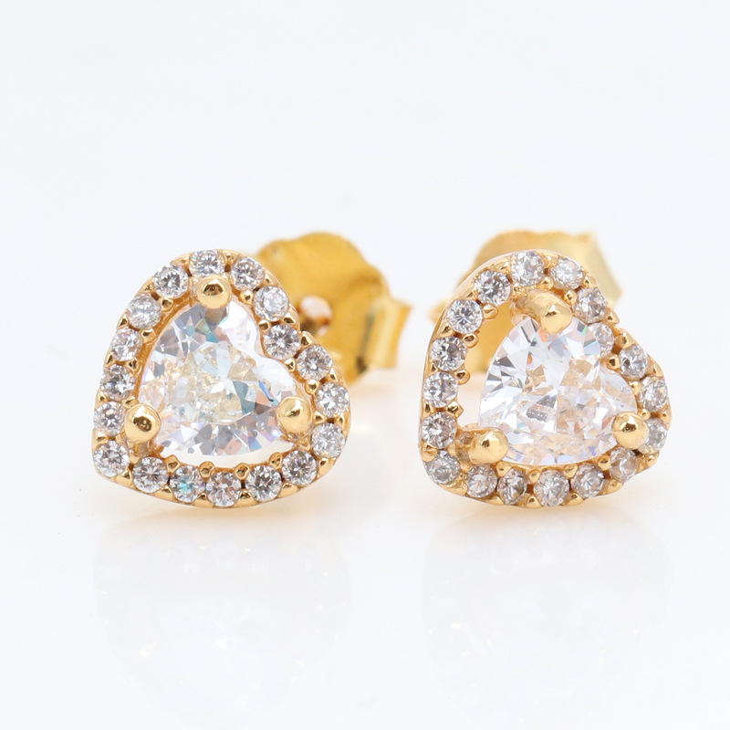 Luxurious Highlighted Heart Shape Earrings in 925 Sterling Silver - Perfect Glamour Addition for Your Wedding Day Attire