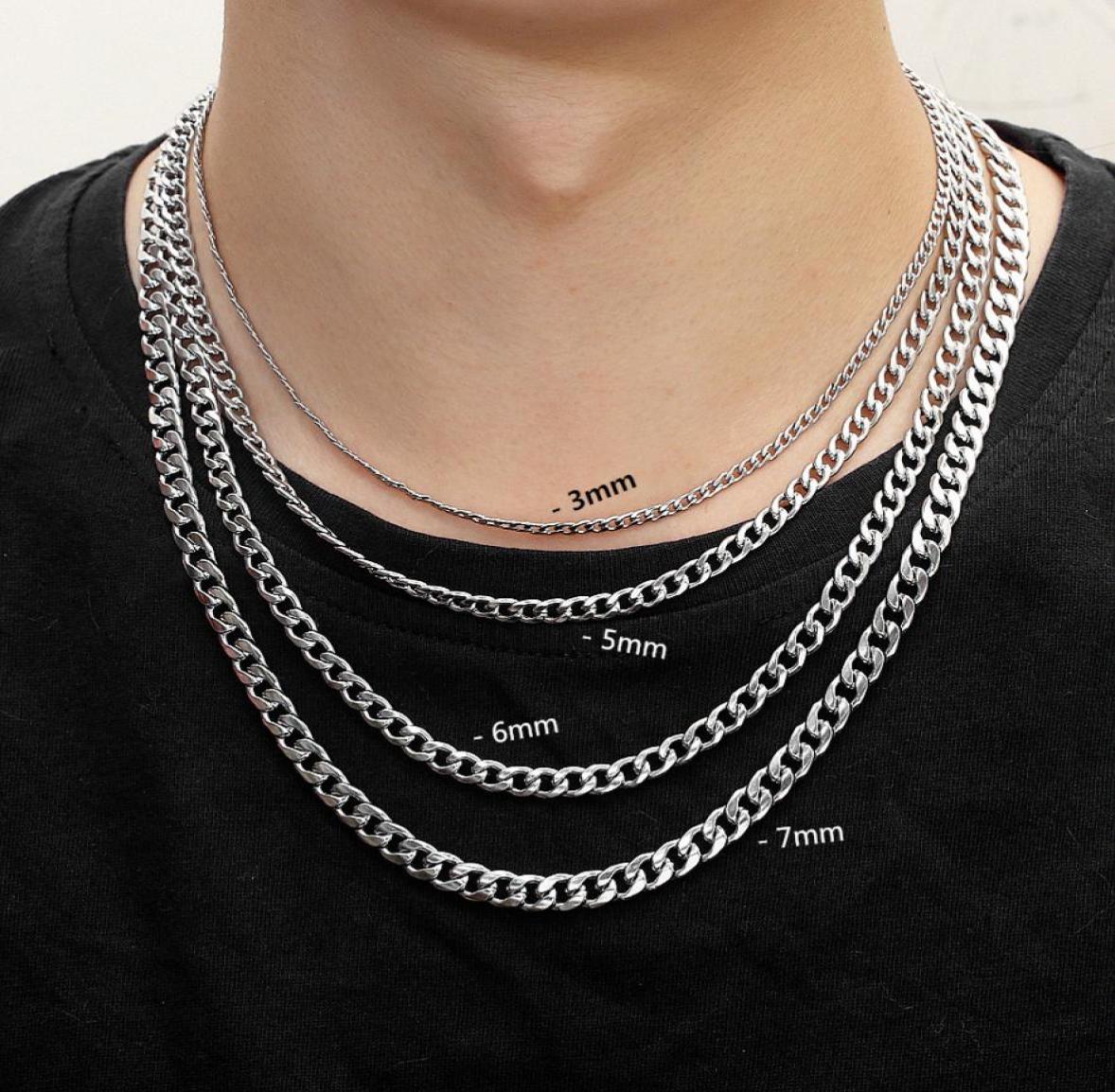 3MM 5MM 6MM 7MM Silver Cuban Chains Necklace Stainless Steel Lobster Clasps Making Hight Quality Plated Necklaces for women men Ve9415108
3MM 5MM 6MM 7MM Silver Cuban Chains Necklace Stainless Steel Lobster Clasps Making Hight Quality Plated Necklaces for women men Ve9415108