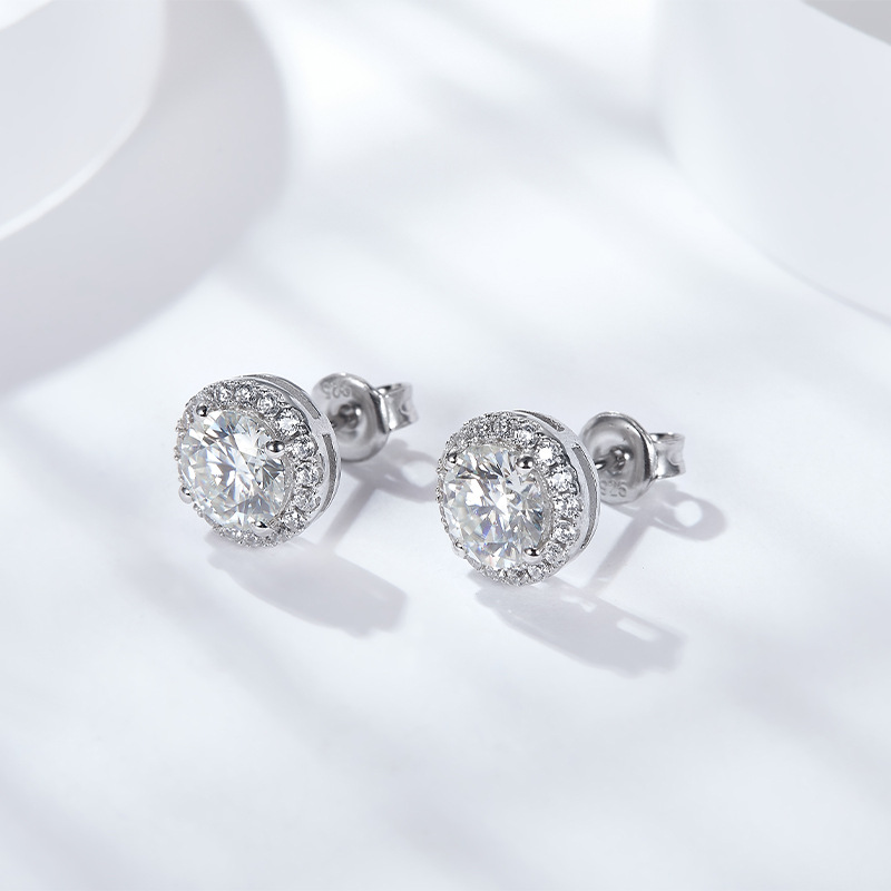 Stud Earrings Fashion Women Crystal Stud Alloy Shiny Diamond Stud Earrings Designer Round Earrings Luxury Jewelry Party Gift