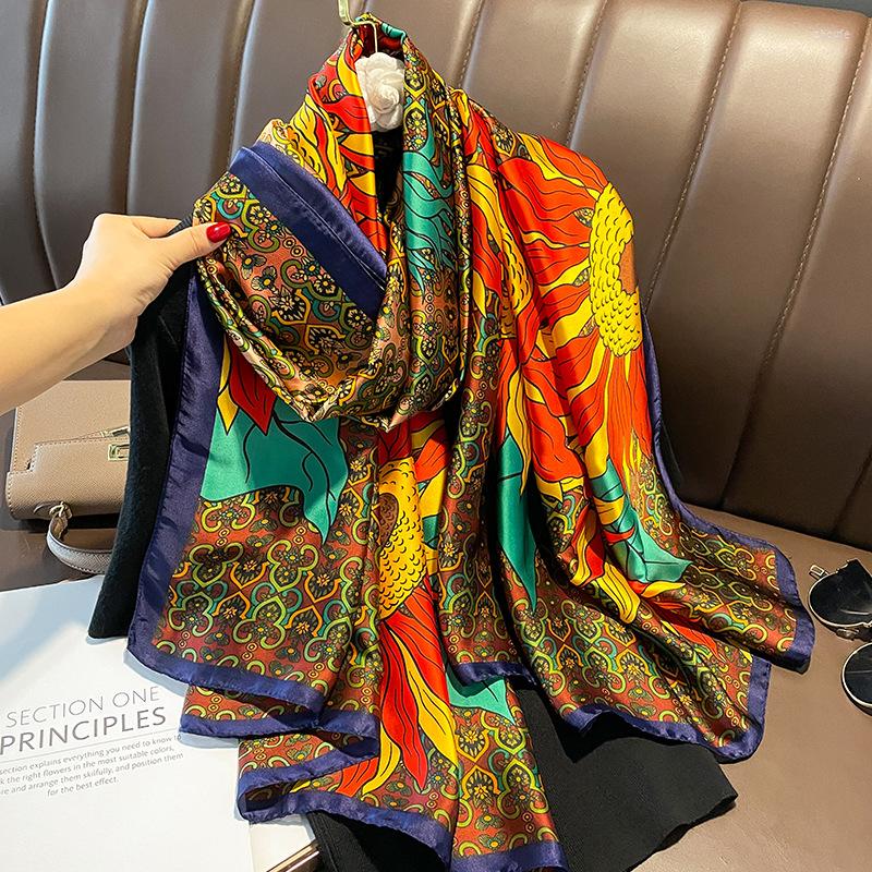 Scarves 2023 Women 180 90cm Silk Summer Scarf Luxury Design Print Sunscreen Beach Fashion Smooth Foulard Female Hijab
Scarves 2023 Women 180 90cm Silk Summer Scarf Luxury Design Print Sunscreen Beach Fashion Smooth Foulard Female Hijab