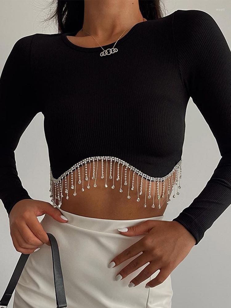 Women's Tanks Rhinestone Tassels Women Short T-shirt O-Neck Slim Sexy Long Sleeve Ladies Crop Tops 2023 Autumn Solid Streetwear Female Top, 08 black
Women's Tanks Rhinestone Tassels Women Short T-shirt O-Neck Slim Sexy Long Sleeve Ladies Crop Tops 2023 Autumn Solid Streetwear Female Top, 08 black