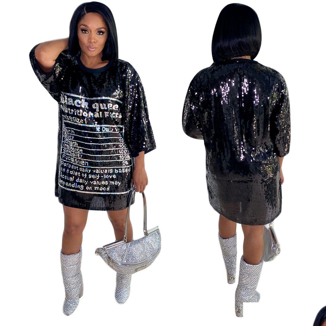 Basic Casual Dresses Colorf Bling Sequins Dress Women Fashion Crew Neck Hip Tops Tunic Ship Drop Delivery Apparel Womens Clothing Dhuki, Black 3
Basic Casual Dresses Colorf Bling Sequins Dress Women Fashion Crew Neck Hip Tops Tunic Ship Drop Delivery Apparel Womens Clothing Dhuki, Black 3
