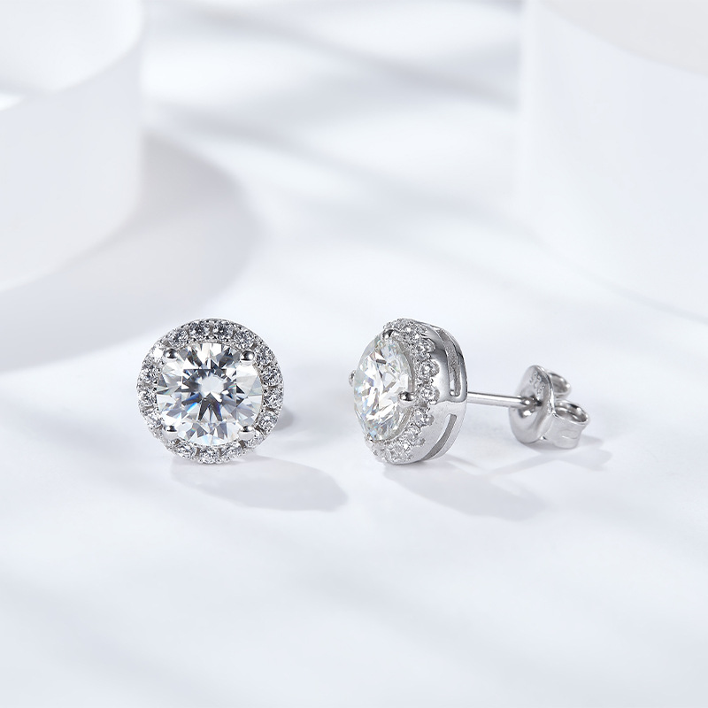 Stud Earrings Fashion Women Crystal Stud Alloy Shiny Diamond Stud Earrings Designer Round Earrings Luxury Jewelry Party Gift