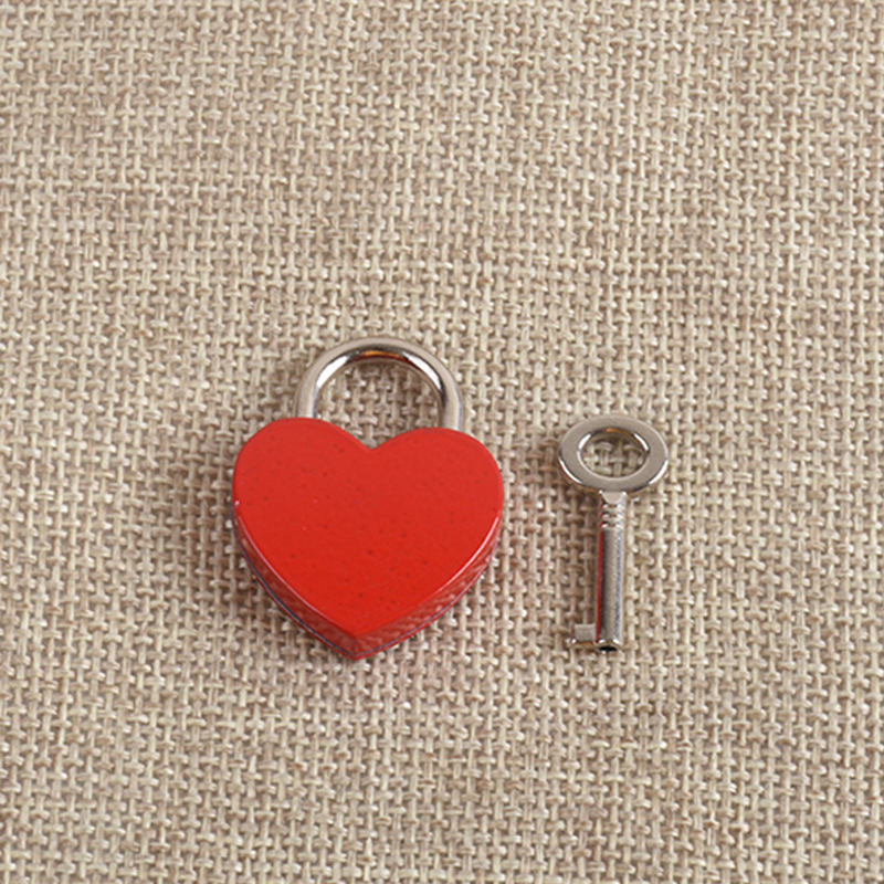 Heart Shape Key Padlocks 25*32*6.5mm Vintage Metal Mini Door Locks Small Bag Suitcase Luggage Box Diary Book Key Lock With Key