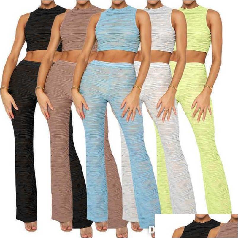 Women'S Two Piece Pants Sets For Women Outfits Sexy Knitted Stripe Perspective Crop Tank Top Designer Clothing Street Trendsetter Su Dhlj7, Brown
Women'S Two Piece Pants Sets For Women Outfits Sexy Knitted Stripe Perspective Crop Tank Top Designer Clothing Street Trendsetter Su Dhlj7, Brown