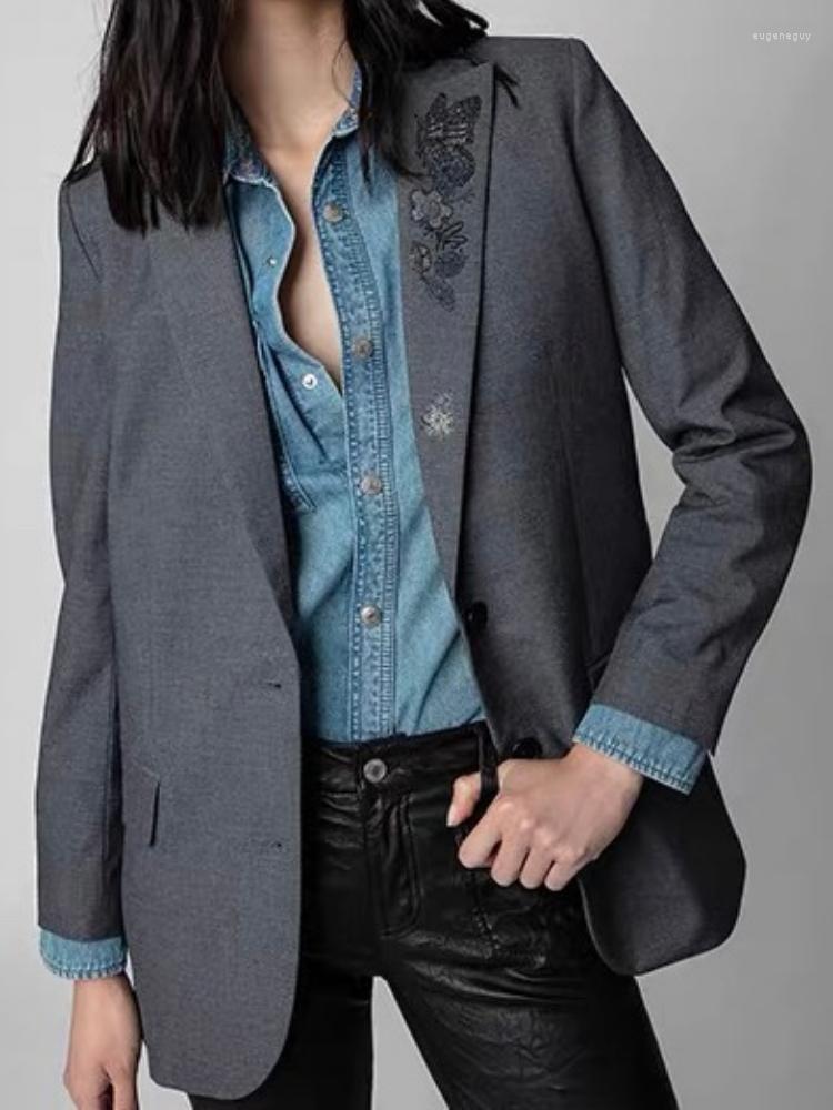 Women's Suits Women Blazer 2023 Autumn Winter Lapel Double Button Butterfly Rhinestone Decorated Letter Embroidery Casual Jacket, Grey
Women's Suits Women Blazer 2023 Autumn Winter Lapel Double Button Butterfly Rhinestone Decorated Letter Embroidery Casual Jacket, Grey