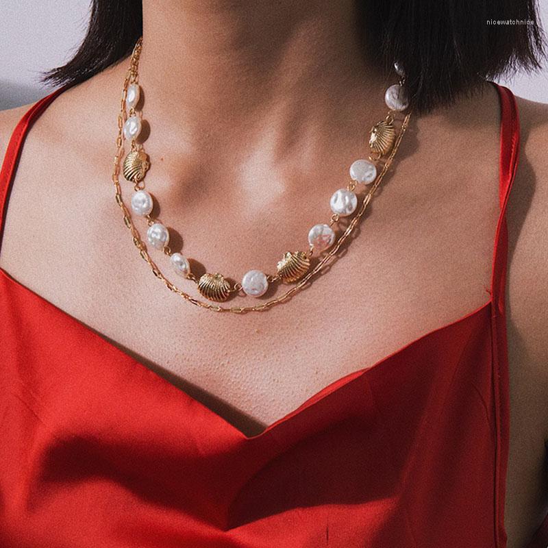 Pendant Necklaces Vintage Temperament Imitation Pearl Scallop Shell Necklace Women Double Layer Geometric Ocean Beach Jewelry
Pendant Necklaces Vintage Temperament Imitation Pearl Scallop Shell Necklace Women Double Layer Geometric Ocean Beach Jewelry