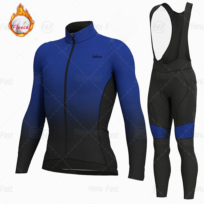 Cycling Jersey Sets Winter Cycling Jacket Bike Jersey set Men Thermal Fleece Long Sleeve Cycling Clothing MTB Sportswear Bicycle Ride Uniform 230525