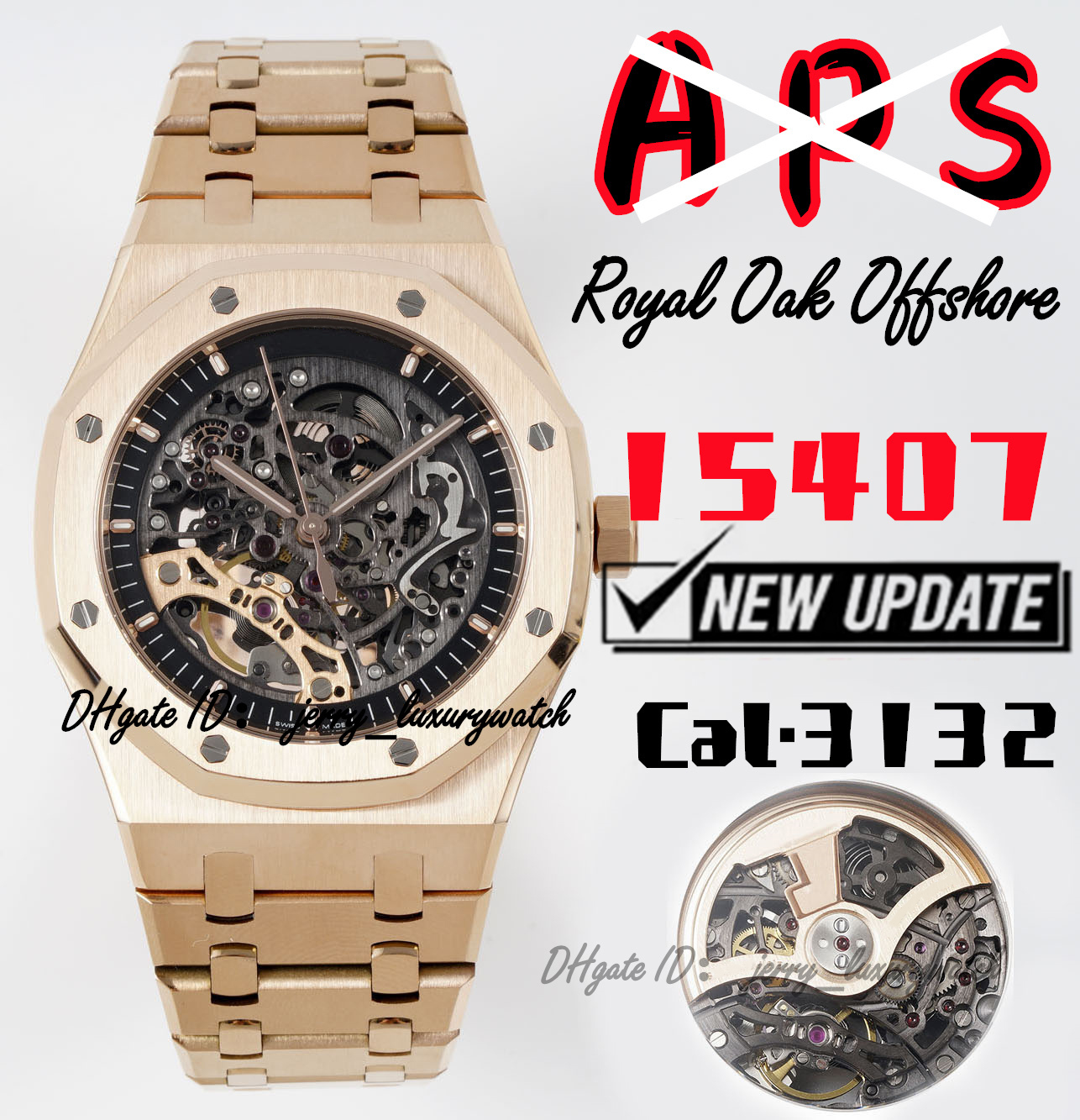 APS 15407 Luxury Men's Watch Cal.3132 all-in-one mechanical movement, 41*9.9mm hollow dial, anti-glare sapphire crystal glass mirror fine ground steel with gold, Only box.no watch
APS 15407 Luxury Men's Watch Cal.3132 all-in-one mechanical movement, 41*9.9mm hollow dial, anti-glare sapphire crystal glass mirror fine ground steel with gold, Only box.no watch