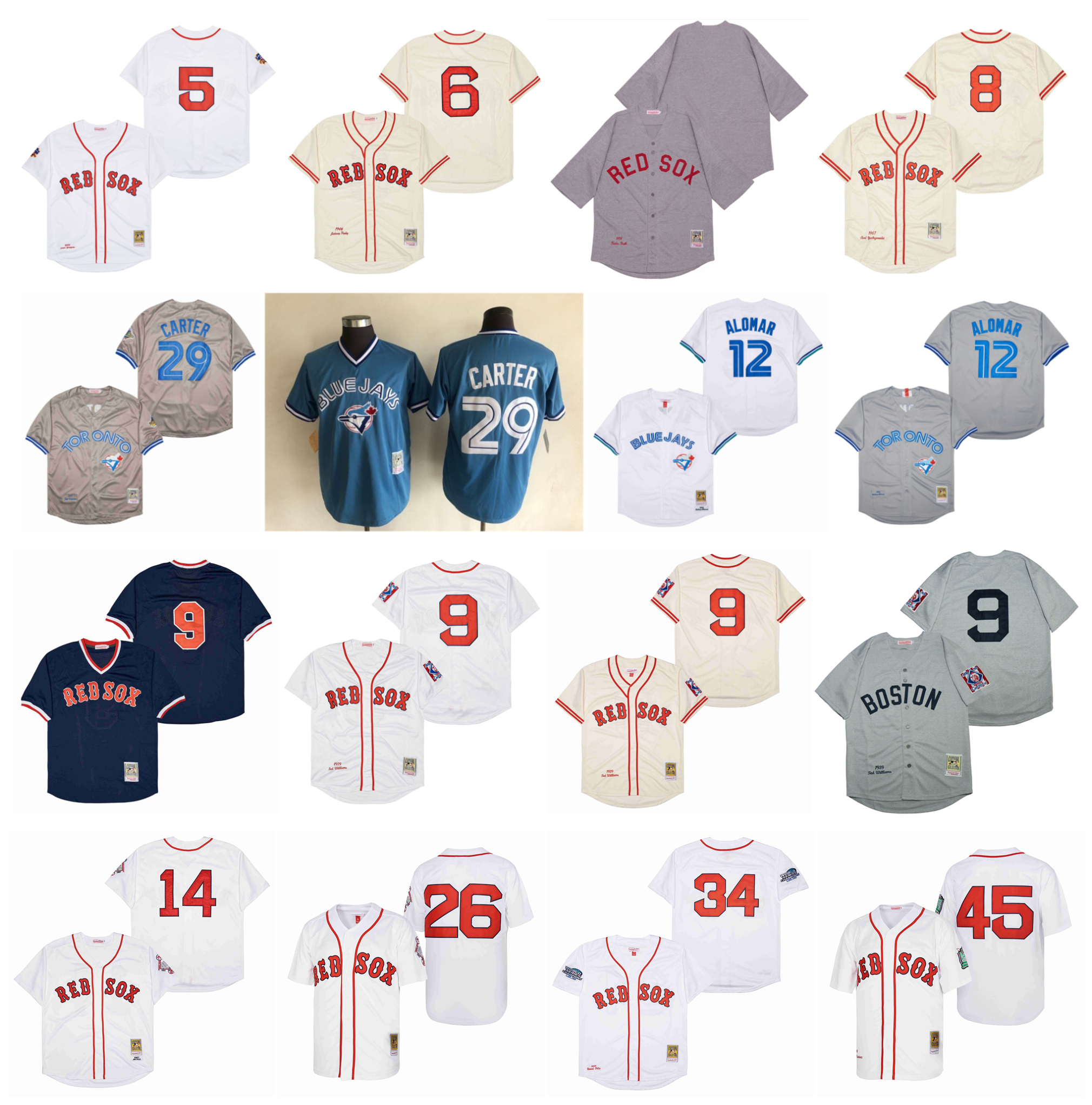 Blue Jays Roberto Alomar Baseball Jersey Toronto Joe Carter Red Sox Nomar Garciaparra Red Sox Ted Williams Yastrzemski Pesky Jim Rice David 34 Ortiz Boggs Martinez, As pic
Blue Jays Roberto Alomar Baseball Jersey Toronto Joe Carter Red Sox Nomar Garciaparra Red Sox Ted Williams Yastrzemski Pesky Jim Rice David 34 Ortiz Boggs Martinez, As pic