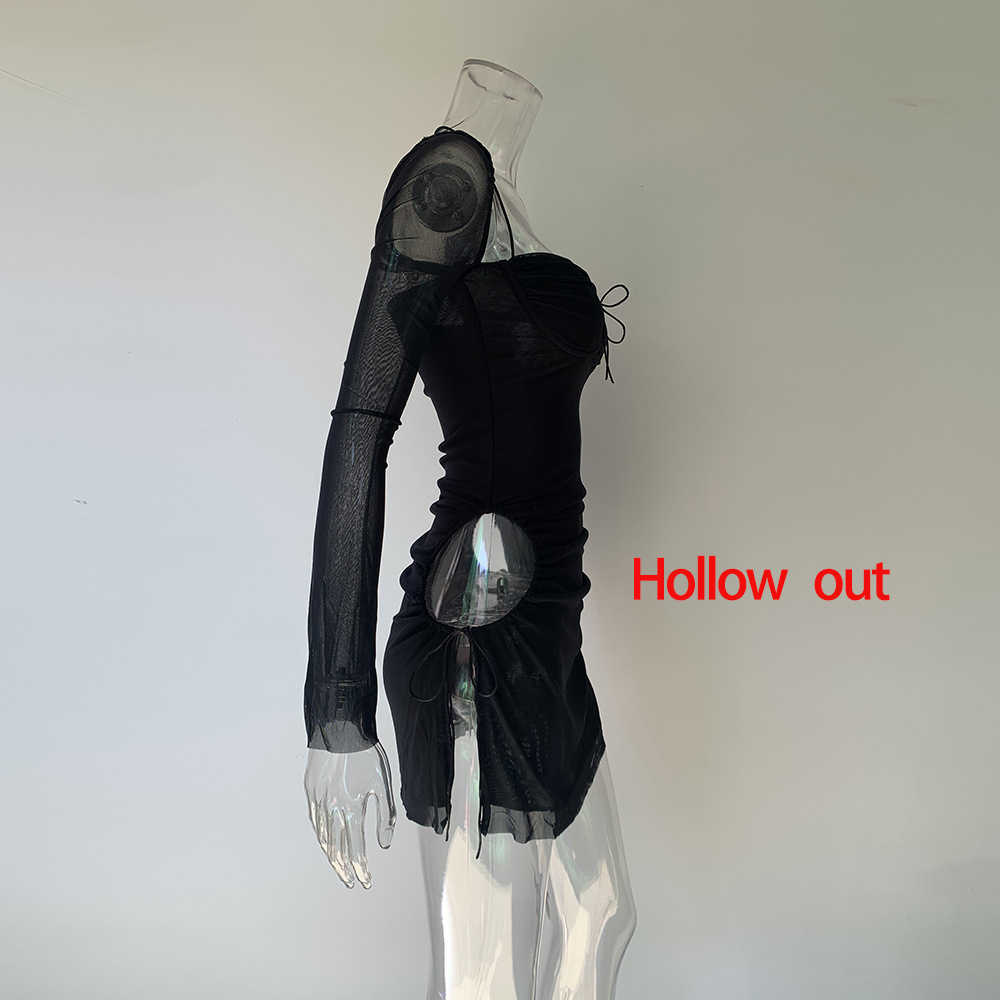 Autumn long sleeve solid color with high waist square neck short skirt wrapped around the chest temperament commuter pink waist dress