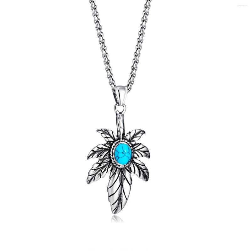 Chains Stainless Steel Feather Pendant Men's Simple Hip Hop Turquoise Titanium Necklace
Chains Stainless Steel Feather Pendant Men's Simple Hip Hop Turquoise Titanium Necklace