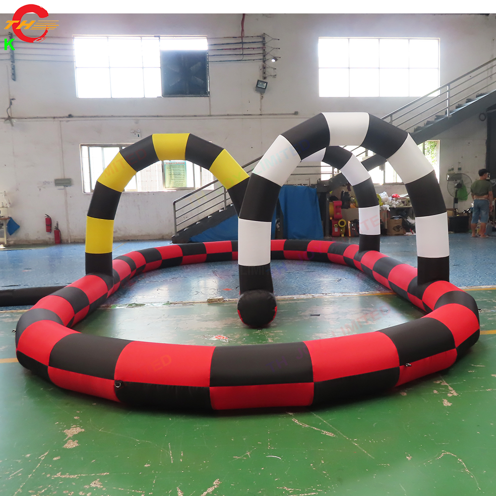 Free Ship Outdoor Activities 7x4m small kids Didi Car Swing cars Inflatable Race Track Game Toys for sale