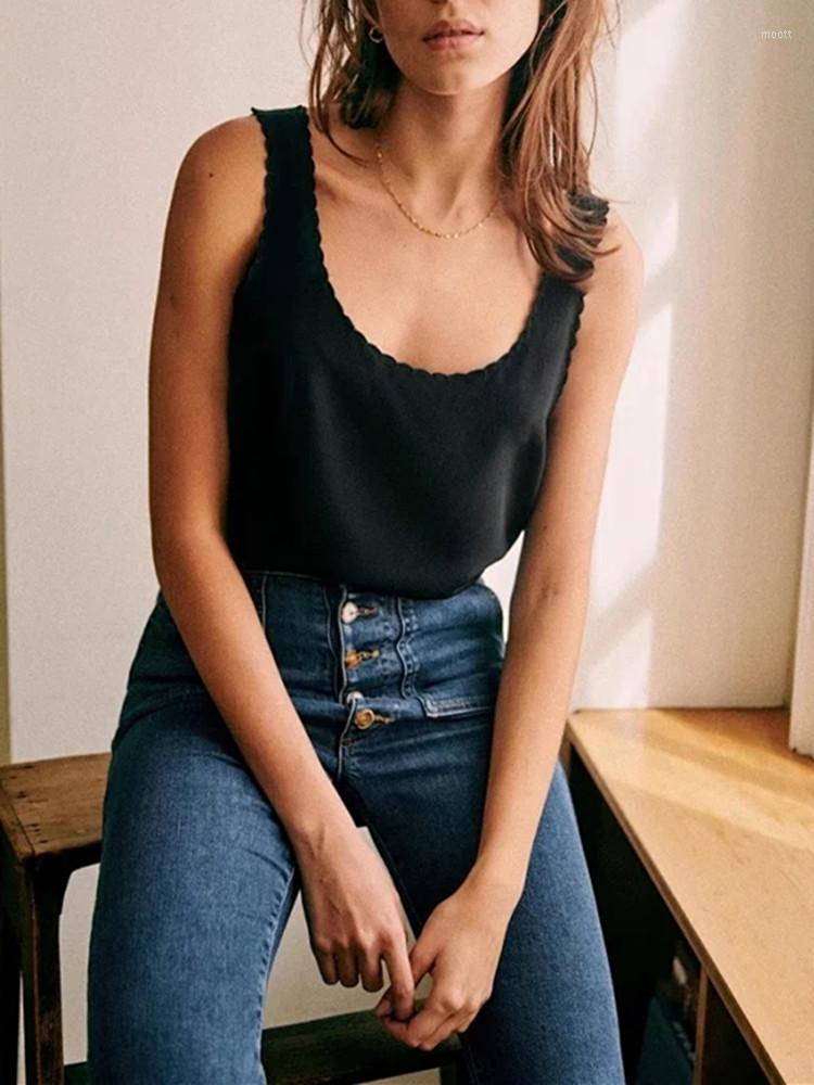 Women' Tanks Wavy Embroidered Silk Tank Top Women' Versatile Classic Sleeveless 2023 Spring Summer White Or Black Ladies Vest
Women' Tanks Wavy Embroidered Silk Tank Top Women' Versatile Classic Sleeveless 2023 Spring Summer White Or Black Ladies Vest