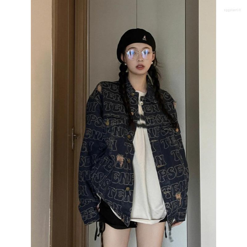 Women' Jackets Korean Style Distressed Denim Jacket Women Harajuku Fashion Oversize Long Sleeve Top Streetwear Casual Letter, Blue
Women' Jackets Korean Style Distressed Denim Jacket Women Harajuku Fashion Oversize Long Sleeve Top Streetwear Casual Letter, Blue