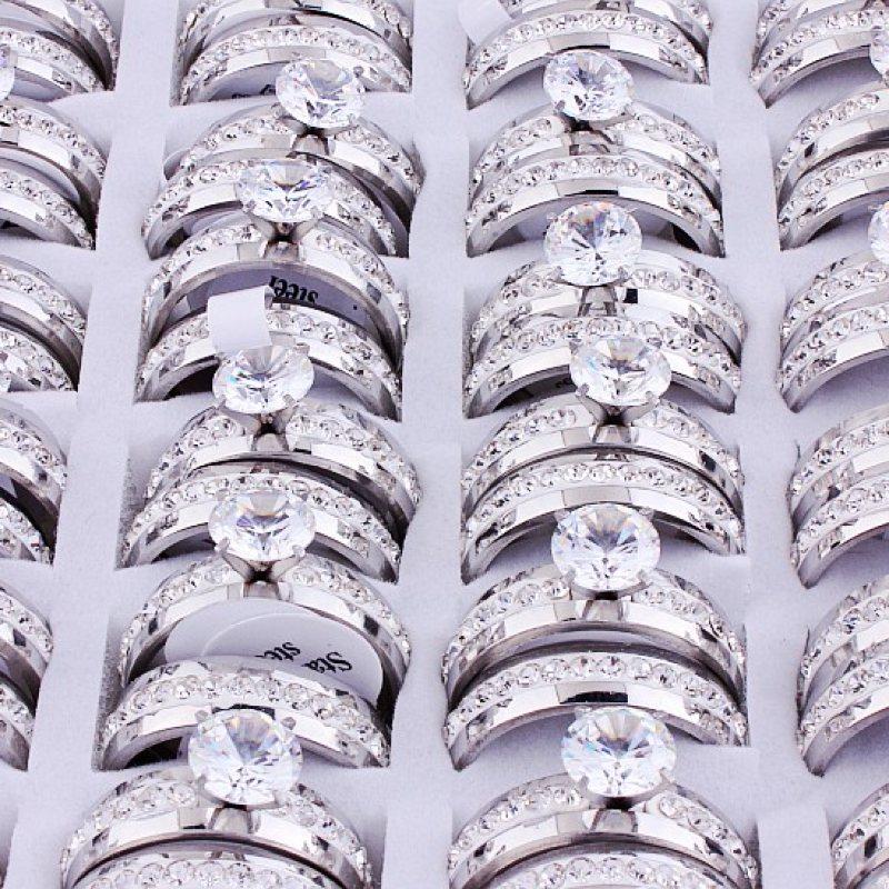 Wedding Rings QianBei Charm White Silver Crystal Zircon Ring Gift Finger Shiny Fashion Women Jewelry Girls 15sets
Wedding Rings QianBei Charm White Silver Crystal Zircon Ring Gift Finger Shiny Fashion Women Jewelry Girls 15sets