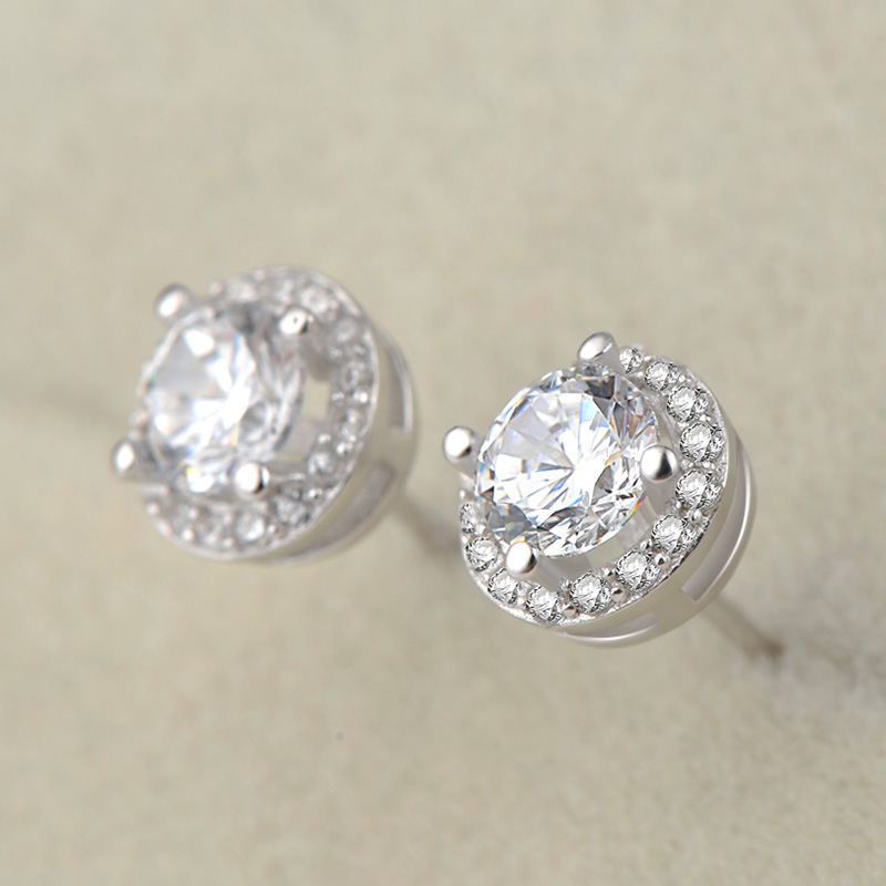 Stud Earrings Fashion Women Crystal Stud Alloy Shiny Diamond Stud Earrings Designer Round Earrings Luxury Jewelry Party Gift