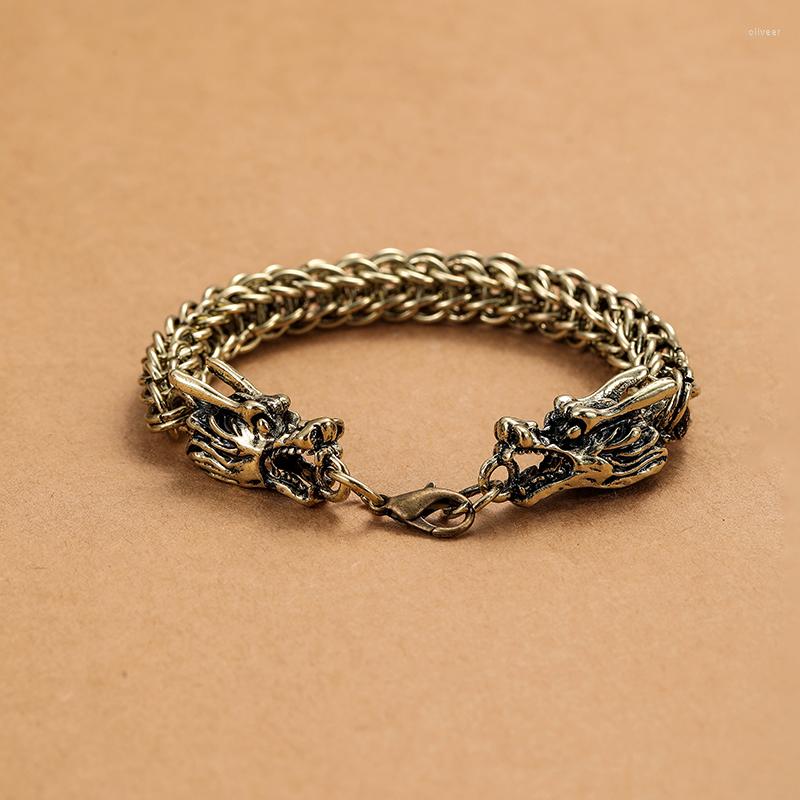 Link Bracelets Punk Vintage Dragon's Head Chain Neutral Bracelet For Men Women Fashion Retro Non-Adjustable Knitting Accessories
Link Bracelets Punk Vintage Dragon's Head Chain Neutral Bracelet For Men Women Fashion Retro Non-Adjustable Knitting Accessories