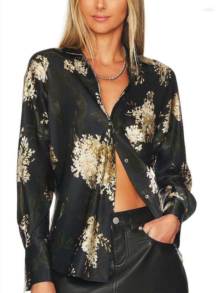 Women' Blouses Women Shirt V-neck Floral Print Turn-down Collar Single Breasted Long Sleeve Silk Vintage Spring 2023, Blouse
Women' Blouses Women Shirt V-neck Floral Print Turn-down Collar Single Breasted Long Sleeve Silk Vintage Spring 2023, Blouse