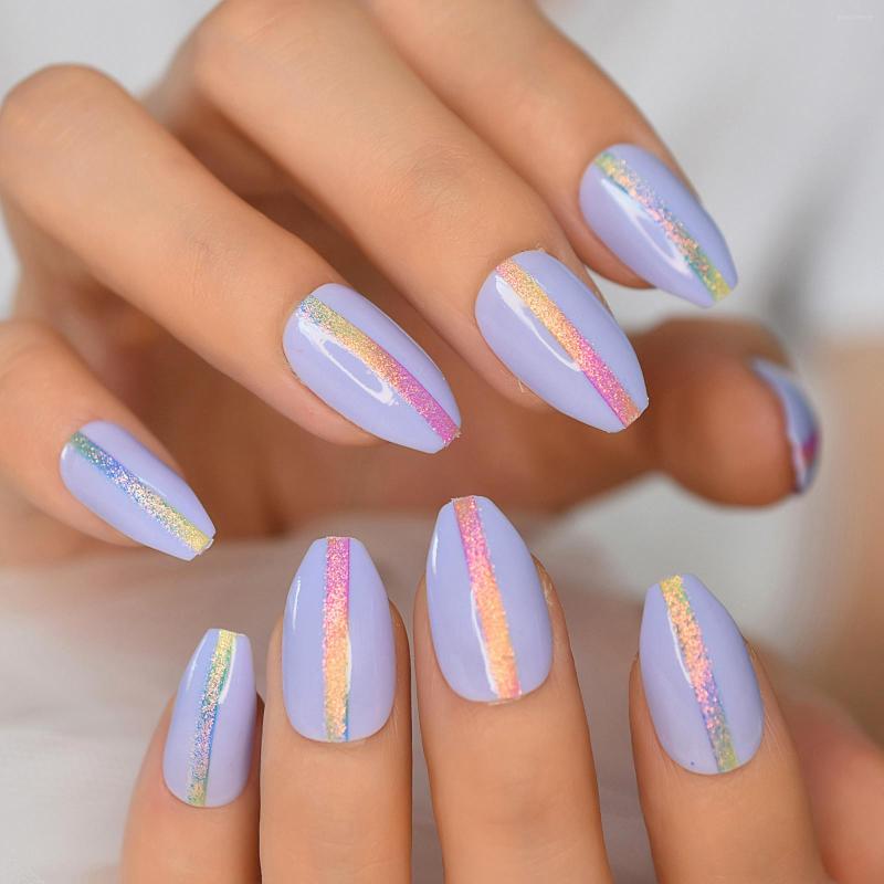 False Nails Light Purple Press On Nail Holo Chrome Rainbow Glitter Coffin Fake Short Daily Finger Wear UV For Women Girl, L6102
False Nails Light Purple Press On Nail Holo Chrome Rainbow Glitter Coffin Fake Short Daily Finger Wear UV For Women Girl, L6102