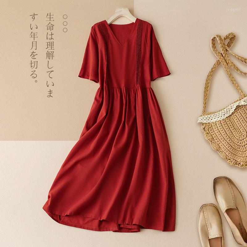 Party Dresses 2023 Arrival Vneck Folds Chic Loose Summer Dress Office Lady Work Cotton Linen Fashion Women Travel Style Casual, Red
Party Dresses 2023 Arrival Vneck Folds Chic Loose Summer Dress Office Lady Work Cotton Linen Fashion Women Travel Style Casual, Red