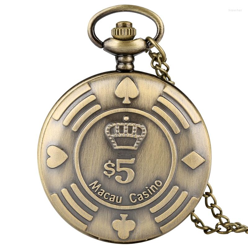 Pocket Watches Retro Macau Casino Chip Money Poker Design Quartz Watch Copper Nostalgia Fob Necklace Souvenir Gifts For Men Women, Picture shown
Pocket Watches Retro Macau Casino Chip Money Poker Design Quartz Watch Copper Nostalgia Fob Necklace Souvenir Gifts For Men Women, Picture shown
