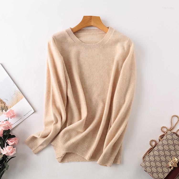Women's Cashmere Wool Knitted Pullover Sweater Crew Neck Elegant Long Sleeve Casual Jumper For Autumn Winter B4