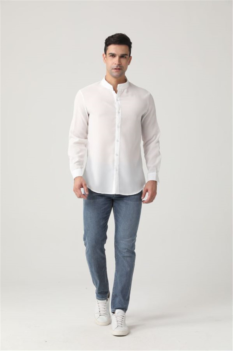 Men's Casual Shirts Camisas Linen Shirt Men Long Sleeves Blouse Loose Tops Spring Summer Handsome Leisure White Blue