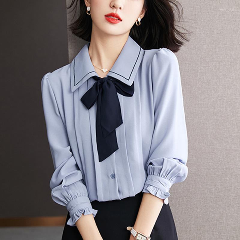 Women' Blouses Twicefanx Blusas Turn-down Collar Fall Casual Women Blouse Long Sleeve Shirt Bow Tie Butterfly Chiffon 664A, Blue
Women' Blouses Twicefanx Blusas Turn-down Collar Fall Casual Women Blouse Long Sleeve Shirt Bow Tie Butterfly Chiffon 664A, Blue