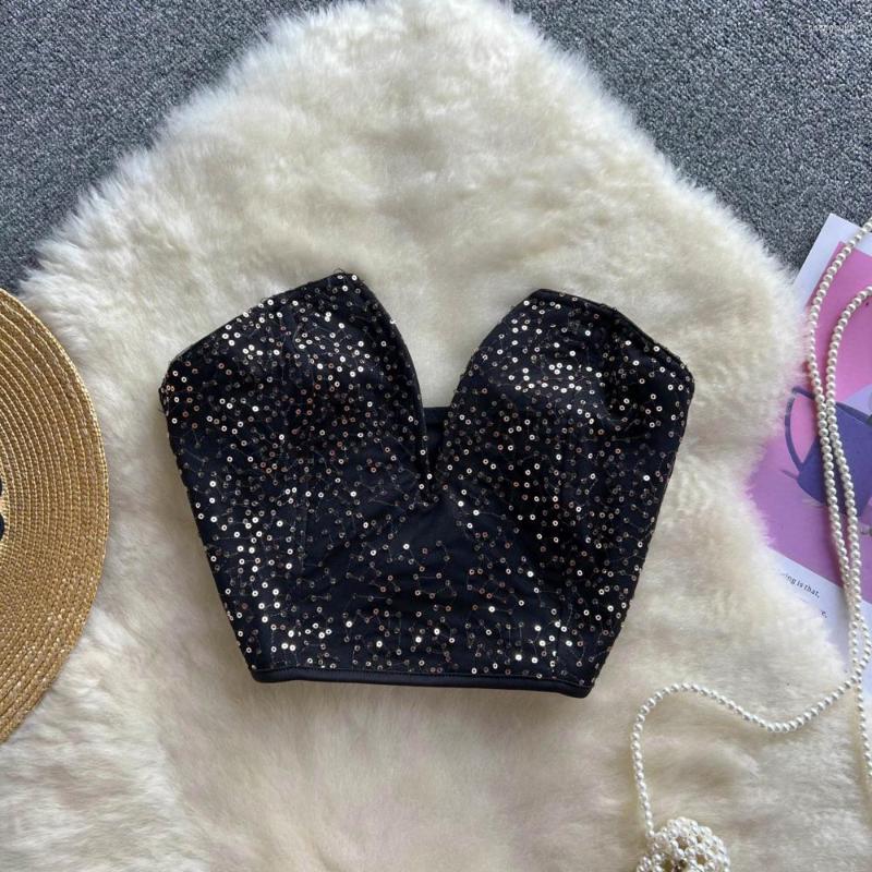 Women' Tanks Foamlina Sexy Sequined Tube Top 2023 Summer Fashion Women Black Deep V-neck Sleeveless Strapless Slim Fit Club Party Cropped
Women' Tanks Foamlina Sexy Sequined Tube Top 2023 Summer Fashion Women Black Deep V-neck Sleeveless Strapless Slim Fit Club Party Cropped