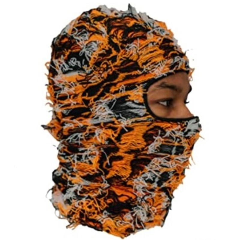 Cycling Caps Masks Camouflage Balaclava Knit Distressed Knitted Full Face Ski Mask Shiesty Fuzzy 230524